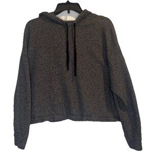 Madewell Women’s Heathered Gray Cotton Crop Hoodie Sweatshirt Top Sz M